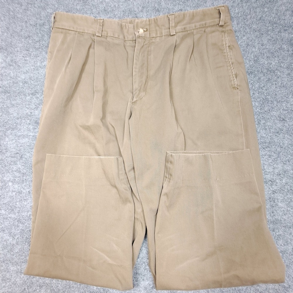 Bill's Khakis M2P Pleated Chinos Mens 38x27 Tan Cotton Twill Made in USA Khaki